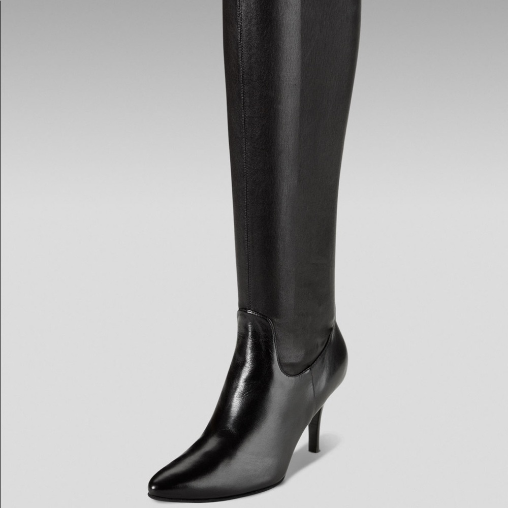Cole Haan Roselyn Black Leather Heeled Boot Sz 10